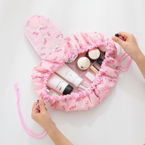 Portable Magic Travel Pouch Cosmetic Bag Makeup Storage Lazy Drawstring Bag Dropship