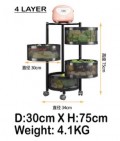 [Ready Stock] Multipurpose 4/5 Tier Kitchen Storage Rack with Rotating Basket and Detachable Whe