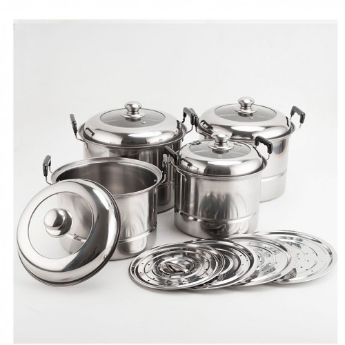 Periuk Set 12pc/Pengukus/Stainless Steel Pot/Steamer Pot/Periuk kukus/Cookware/Kitchen Ware/Alat Dap