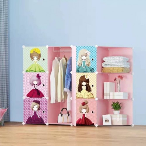 FLOWER GIRL CR 9C DIY Rack Storage Cabinet Wardrobe Corner Rack With Almari Hanger (FG9CP)