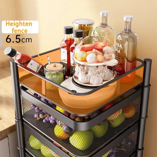 [Ready Stock] Multipurpose 4/5 Tier Square Kitchen Storage Rack with Rotating Basket and Detachable