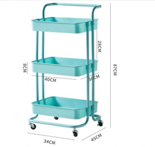 IKEA 3 Tier Multi-functional Trolley Storage Rack Utility Shelves with Handle