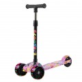 Kids Scooter Foldable Adjustable Height Cartoon Tri Wheels Kick Flash Wheel Height Adjustable With L