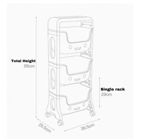 [READY STOK] Cute Stackable Storage Rack with Rotating Lock Wheels