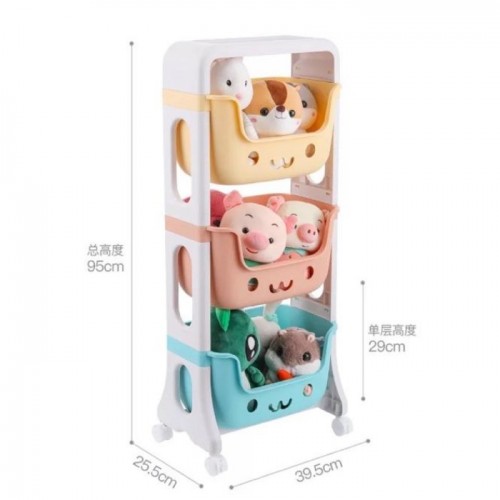 [READY STOK] Cute Stackable Storage Rack with Rotating Lock Wheels