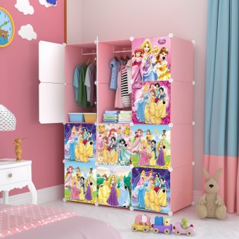 PRINCESS PINK 12 cube DIY Multipurpose Portable Wardrobe Cabinet Clothes Storage Organizer Almari Ra