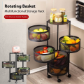 [Ready Stock] Multipurpose 4/5 Tier Kitchen Storage Rack with Rotating Basket and Detachable Whe