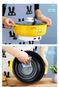 [Ready Stok] Ceramic Coated Cooker 22cm Multi-functional Electric Non-Stick Steamer Steamboat