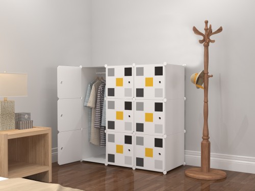 CHECKER WHITE 9C Almari Karton DIY Children Cartoon Cabinet Wardrobe Foldable Rack Cupboard Cabinet