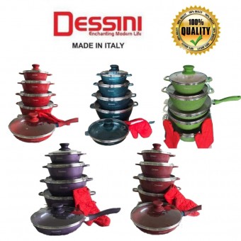 NEW DESSINI 12pc Set Cookware Premium Casserole Granite Set Frying Pan Kitchenware Dropship