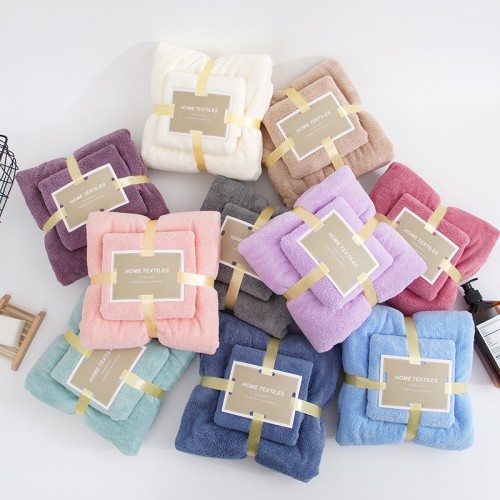 [Ready Stok] Tuala Viral 2in1 Set Coral Fleece High Density Microfiber Bath Face Gift Towel Dropship