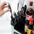 Kitchen Rack Storage Box Six Grid Condiments Seasoning Organizer Set With Spoons