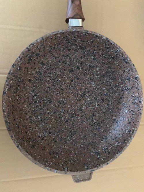 Dessini 28CM Granite Grill Pan Pemanggang With Glass Apple Lid Granite Stone Casserole Set Periu