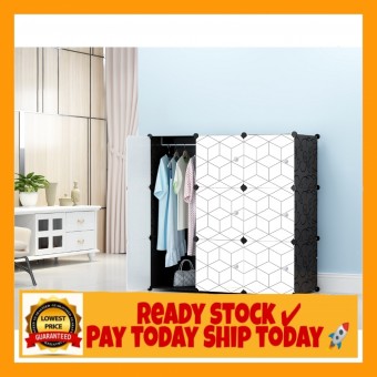 WHITE BLACK 9 cube White DIY Multipurpose Wardrobe Cabinet Clothes Storage Organizer Almari Rak Drop