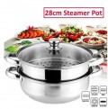 [READY STOK] Steam Pot 2 Layer High Quality Stainless Steel Pengukus Steamer Cookware Pot Periuk Kuk