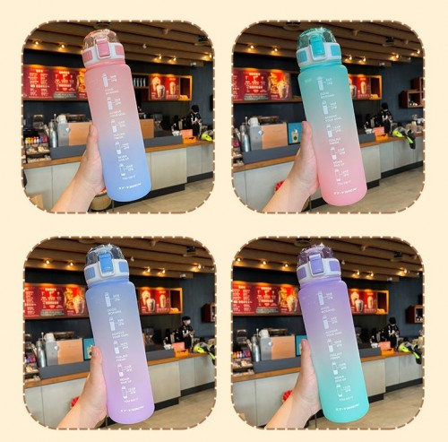 [Ready Stock] 1100ml Slim Water Bottle Cute Portable Scale Bottle for Water Outdoor Travel Kettle fo