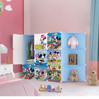 MICKEY BLUE 9 cube corner DIY Multipurpose Wardrobe Cabinet Clothes Storage Organizer Almari Rak Dro