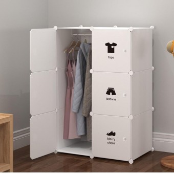 White 6 cube DIY Multipurpose Wardrobe Cabinet Clothes Storage Organizer Almari Rak Dropship