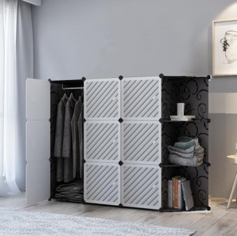 LineWhite 9 cube C Black DIY Multipurpose Wardrobe Cabinet Clothes Storage Organizer Almari Rak Drop