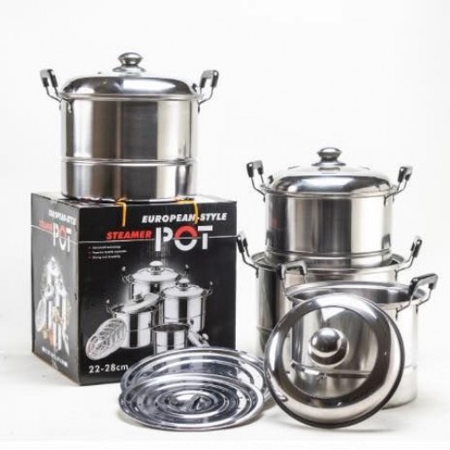 Periuk Set 12pc/Pengukus/Stainless Steel Pot/Steamer Pot/Periuk kukus/Cookware/Kitchen Ware/Alat Dap