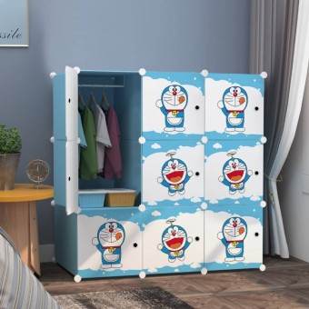 New Doraemon 9 cube DIY Multipurpose Wardrobe Cabinet Clothes Storage Organizer Almari Rak Dropship