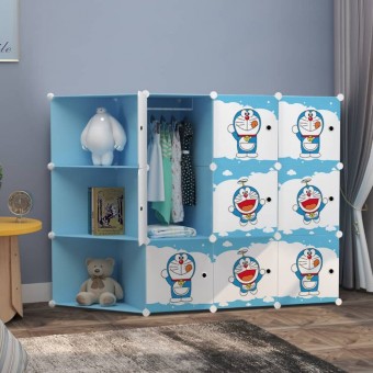 New Doraemon 9 cube Corner DIY Multipurpose Wardrobe Cabinet Clothes Storage Organizer Almari Rak Dr