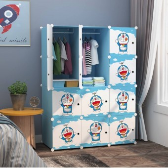 New Doraemon 12 cube DIY Multipurpose Wardrobe Cabinet Clothes Storage Organizer Almari Rak Dropship