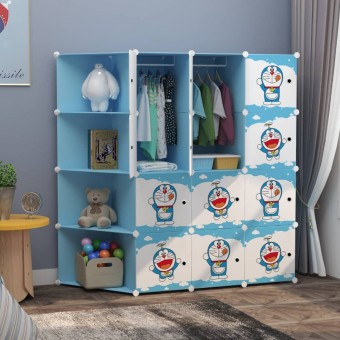 New Doraemon 12 cube Corner DIY Multipurpose Wardrobe Cabinet Clothes Storage Organizer Almari Rak D