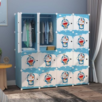 New Doraemon 16 cube DIY Multipurpose Wardrobe Cabinet Clothes Storage Organizer Almari Rak Dropship