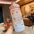 2000ml  Water Bottle with Straw Cute Portable Scale Bottle for Water Outdoor Travel Kettle f