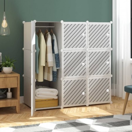LINE WHITE 9 cube White DIY Multipurpose Wardrobe Cabinet Clothes Storage Organizer Almari Rak Drops