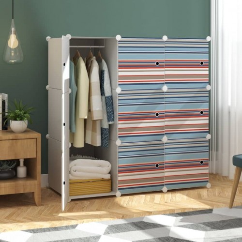 BLUE LINE 9 cube White DIY Multipurpose Wardrobe Cabinet Clothes Storage Organizer Almari Rak Drops