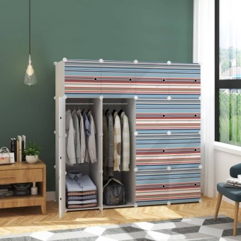 BLUE LINE 16 cube White DIY Multipurpose Wardrobe Cabinet Clothes Storage Organizer Almari Rak Drop