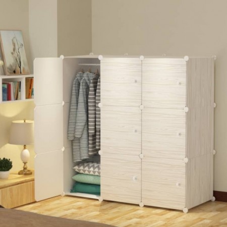 MAPLE WHITE 9C Almari Karton DIY Children Cartoon Cabinet Wardrobe Foldable Rack Cupboard Cabinet Cu