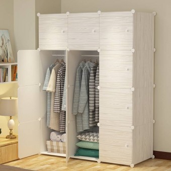 MAPLE WHITE 12C Almari Karton DIY Children Cartoon Cabinet Wardrobe Foldable Rack Cupboard Cabinet C