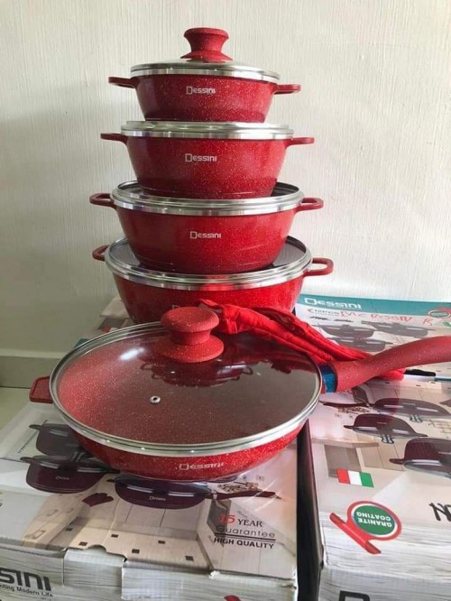 NEW DESSINI 12pc Set Cookware Premium Casserole Granite Set Frying Pan Kitchenware Dropship