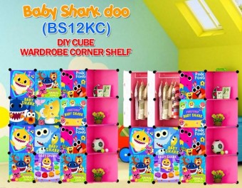 Babyshark 12 cube C DIY Multipurpose Wardrobe Cabinet Clothes Storage Organizer Almari Rak Dropship