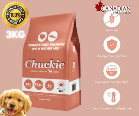 [Ready Stock] Chuckie Premium Puppy Dry Dog Food - Turkey/Salmon (3.0kg) Dropship