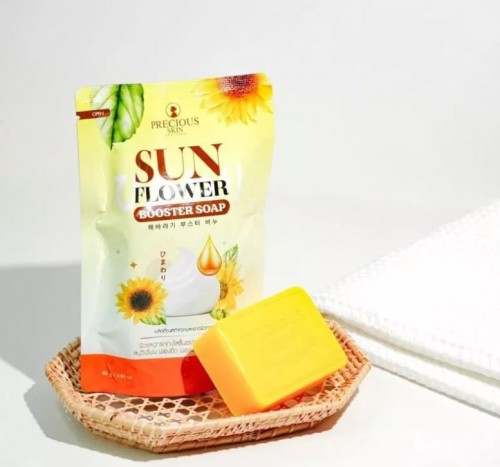 Sun Flower Booster Soap 80g By Precious Skin Thailand (Unisex Face And Body Whitening Soap) Highly M
