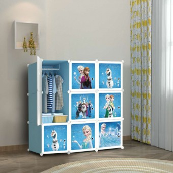 NEW FROZEN 9 cube DIY Multipurpose Wardrobe Cabinet Clothes Storage Organizer Almari Rak Dropship