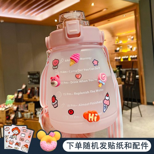 1300ml Big Belly Cup Gradient Color Portable Water Bottle With Straw Frosted water bottle dropship