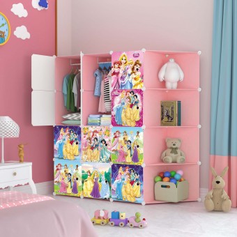 PRINCESS PINK 12 cube C DIY Multipurpose Portable Wardrobe Cabinet Clothes Storage Organizer Almari