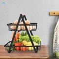 [Ready Stock] 2-Tier Metal Fruit Basket Portable Kitchen Storage for Fruits Vegetables Household Toi