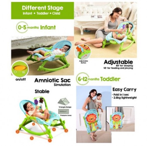 Fisher Price Newborn to Toddler Portable Rocker Swing Chair Infant Bouncer Ready stock Buaian Multif