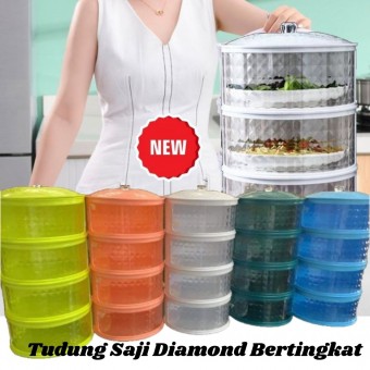 NEW Diamond Design!! Stackable Food Cover Tudung Saji Viral 4 Tingkat Insulation Food cover