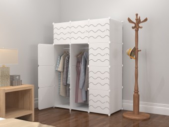 WAVE WHITE 12C Almari Karton DIY Children Cartoon Cabinet Wardrobe Foldable Rack Cupboard Cabinet