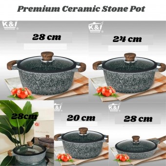 Periuk Rendang Periuk Batu Granite Induction Ceramic Stone Casserole Set Non-Stick Dropship