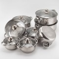 High-Quality Cookware Stainless Steel Soup Pot With Glass Lid (16pcs)