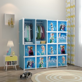 NEW FROZEN BLUE 16C  DIY Rack Storage Cabinet Wardrobe With Almari Hanger (FZ16B)