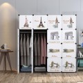 EURO BLACK 16C DIY Rack Storage Cabinet Wardrobe With Almari Hanger (EU16BK)